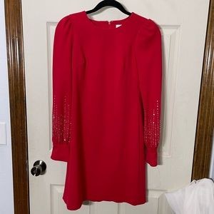 Long Sleeve Red Calvin Klein Dress